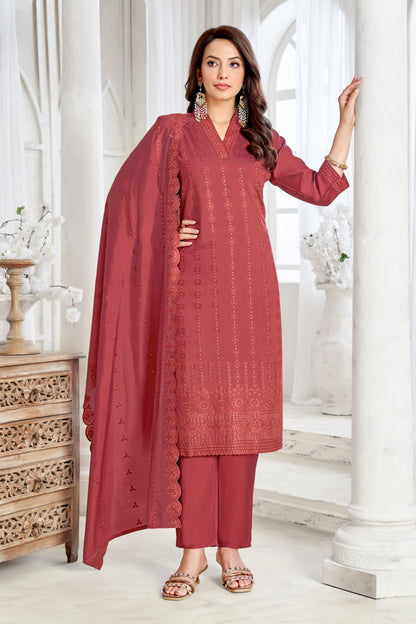 Embroidered Kurta Set with Dupatta for Women