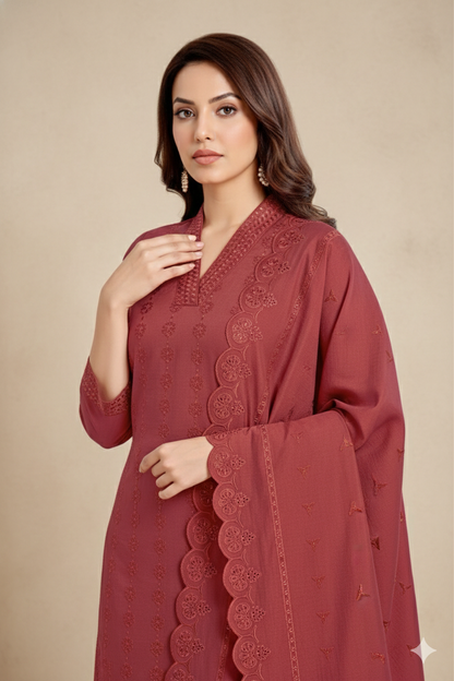 Embroidered Kurta Set with Dupatta for Women