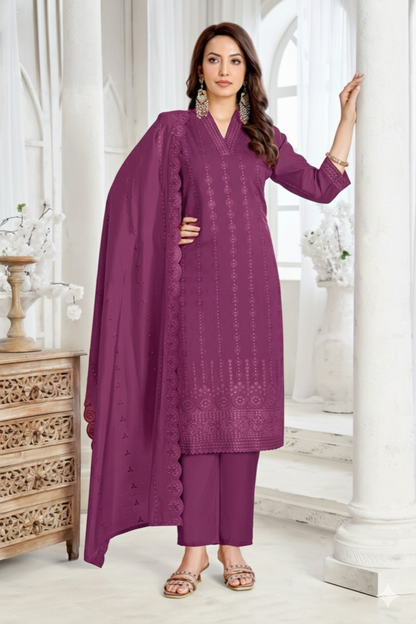 Embroidered Kurta Set with Dupatta for Women