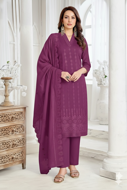 Embroidered Kurta Set with Dupatta for Women