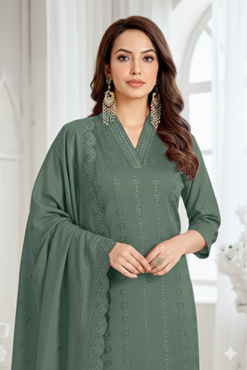 Embroidered Kurta Set with Dupatta for Women